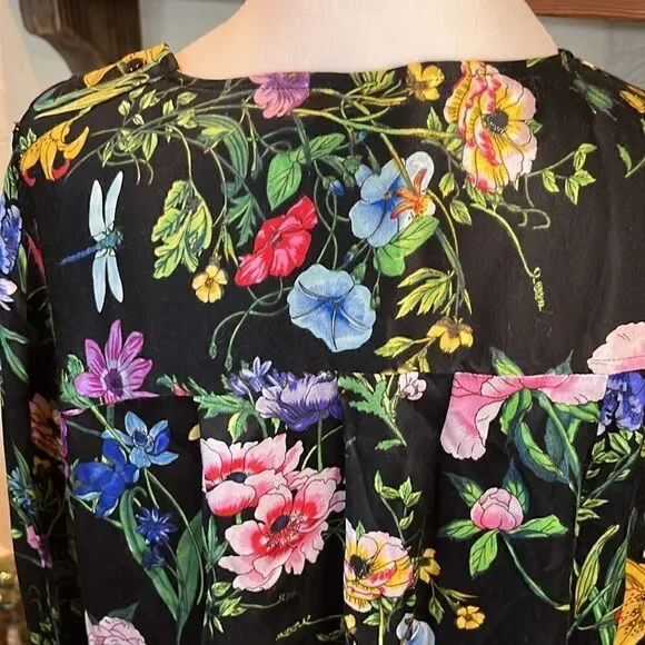 H & M Black Viscose Floral Long Sleeve Dress, size 14! - Picture 7 of 11